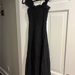 Hill House Black Strapless Dress with Ruffles nap dress